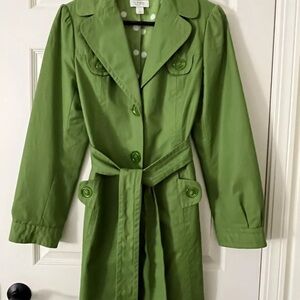 LOFT Sage Green Trench Coat with Belt